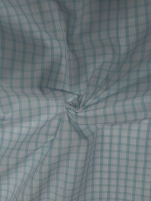 Light Blue Plain Weave Cotton Check Fabric