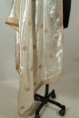 White Color Velvet Embroidery Dupatta