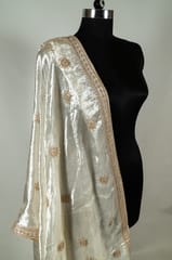 White Color Velvet Embroidery Dupatta