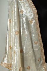 White Color Velvet Embroidery Dupatta