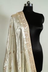 White Color Velvet Embroidery Dupatta