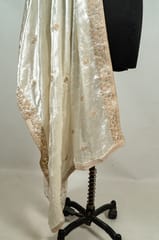 White Color Velvet Embroidery Dupatta