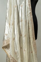 White Color Velvet Embroidery Dupatta