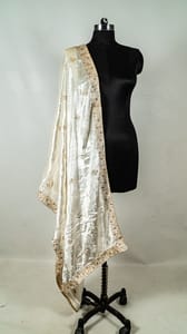 White Color Velvet Embroidery Dupatta