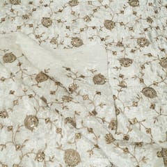 White Dyeable Viscose Velvet Embroidered Fabric