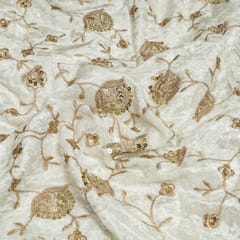 White Dyeable Viscose Velvet Embroidered Fabric