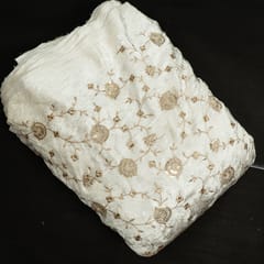 White Dyeable Viscose Velvet Embroidered Fabric