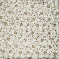 White Dyeable Viscose Velvet Embroidered Fabric