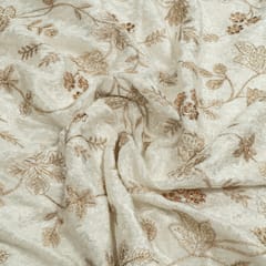 White Dyeable Viscose Velvet Embroidered Fabric