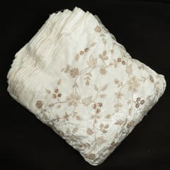 White Dyeable Viscose Velvet Embroidered Fabric