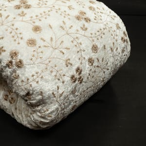 White Dyeable Viscose Velvet Embroidered Fabric