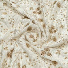 White Dyeable Viscose Velvet Embroidered Fabric