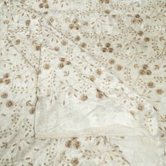 White Dyeable Viscose Velvet Embroidered Fabric