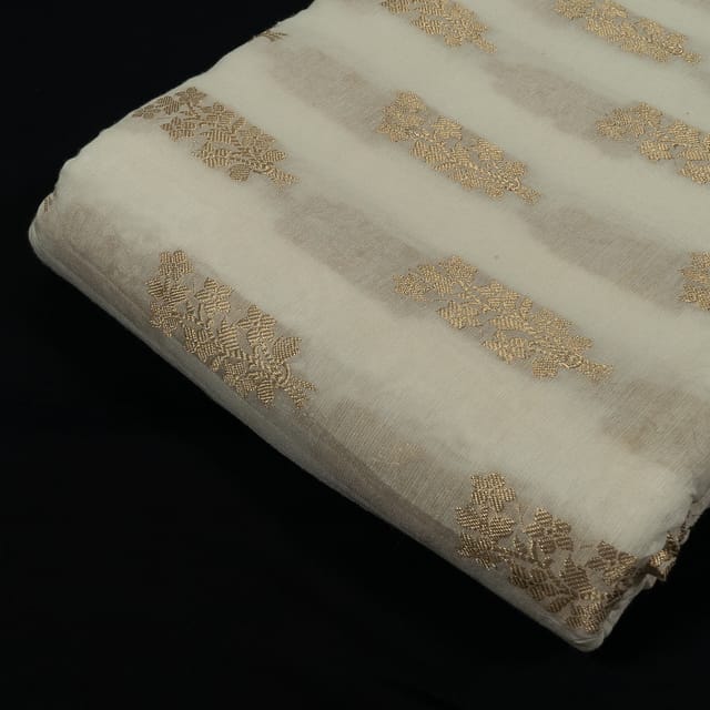 White Dyeable Chanderi Jacquard Fabric