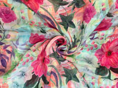 Multicolor Floral Viscose Organza Fabric