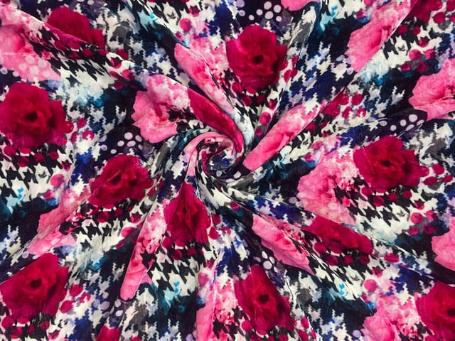 Multicolor Floral Pure Velvet Fabric