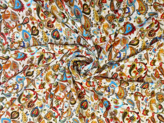 Multicolor Abstract Pure Velvet Fabric