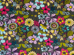 Multicolor Floral Linen Satin Fabric