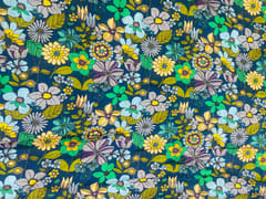 Multicolor Floral Linen Satin Fabric