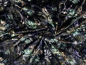 Navy Blue Floral Velvet Print Fabric