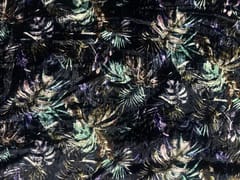 Navy Blue Floral Velvet Print Fabric