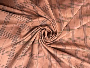 Brown Checks Suede Fabric