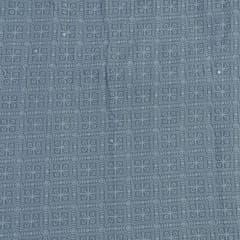 Grey Color Georgette Chikan Embroidered Fabric (1.90Meter Piece)