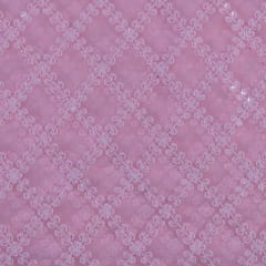 Pink Color Georgette Embroidered Fabric (1.70Meter Piece)