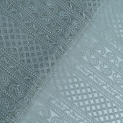 Taupe Color Georgette Chikan Embroidered Fabric (1.90Meter Piece)