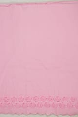 Pink Color Cotton Chikan Border Embroidered Fabric (1.80Meter Piece)