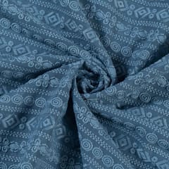 Grey Color Georgette Chikan Embroidered Fabric With Sequins (1.60Meter Piece)