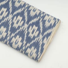 Blue with White Color Cotton Ikat Fabric