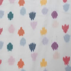 White Color Cotton Ikat Fabric