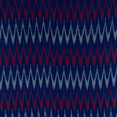 Blue with Red White Ikat Fabric