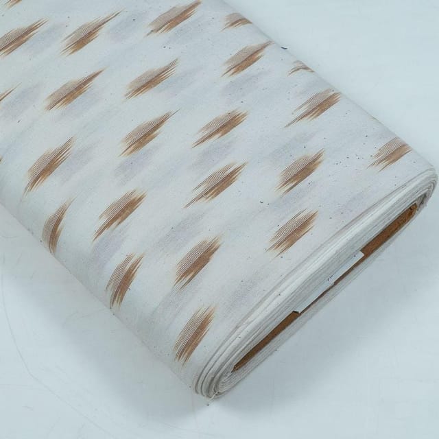 Off White with Brown Ikat Fabric