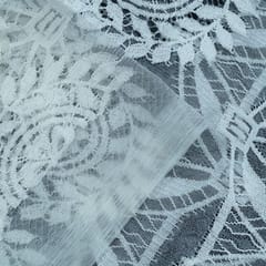 White Floral Design Dyeable Nylon Net Pannel