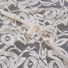 Off White Rose Design Dyeable Cotton Net