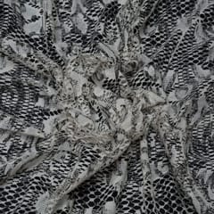 Black & White Floral Design Dyeable Cotton Net