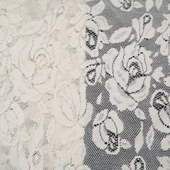 Off White Floral Design Dyeable Cotton Net