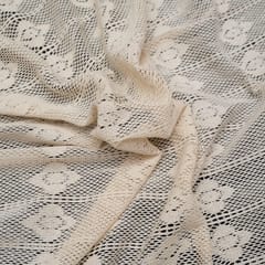 Off White Floral Design Dyeable Cotton Net