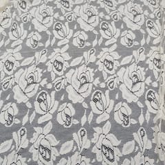 Off White Floral Design Dyeable Cotton Net