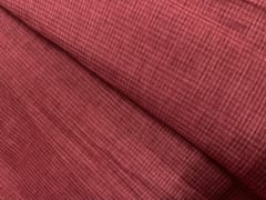 Dull Red Checks Cotton Linen Fabric