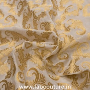 White Dyeable Jacquard Silk fabric