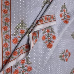 Grey Color Cambric Printed Fabric