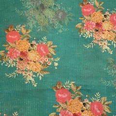 Green Chinon Chiffon Print With Embroidered Fabric