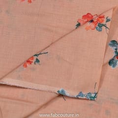 Peach Linen Cotton Digital Printed Fabric