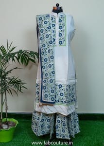 Hand Block Cotton Printed Suit With Cotton Sharara And Cotton Dupatta Stitched Suit Set