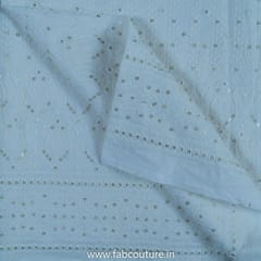 White Dyeble Cotton Lakhnavi Embroidered Fabric