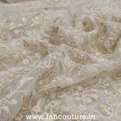 White Dyeable Organza Embroidered Fabric