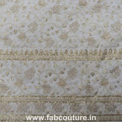 White Dyeable Organza Embroidered Fabric